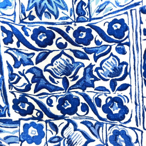 NWT Ann Taylor beautiful blue white tile print side tie sarong wrap skirt size 2 - Picture 5 of 15